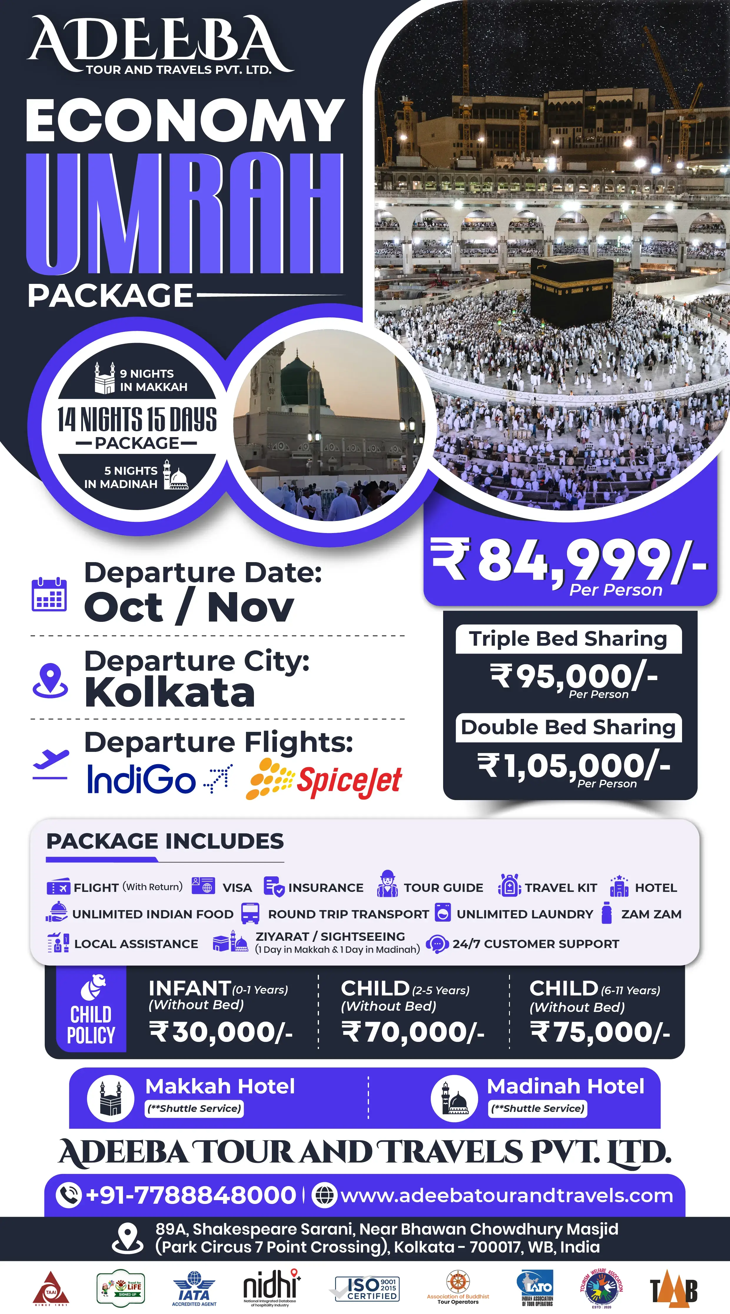 Standard umrah packages from india