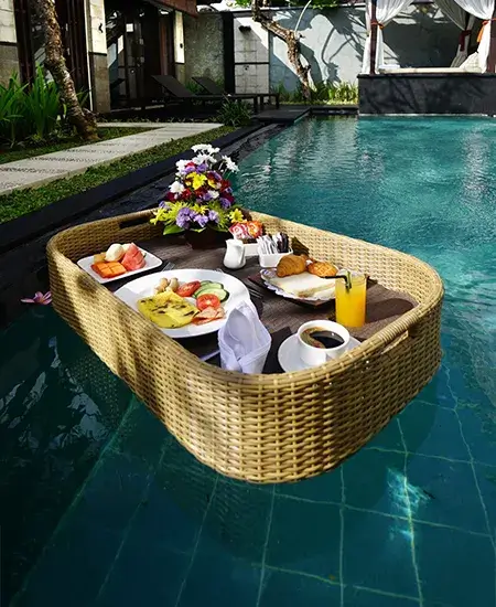 Daily breakfast and authentic select meals served during your stay on a premium bali tour package