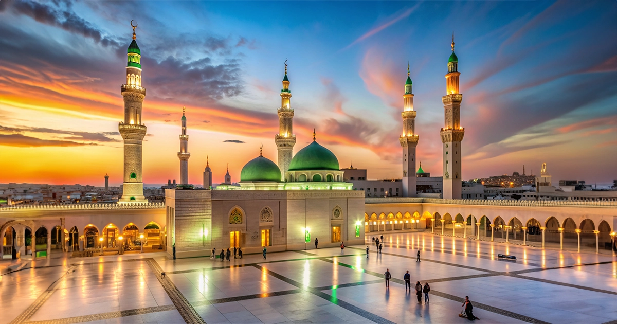 Nabawi Mosque Medina Saudi Arabia Evening