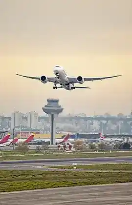 Airplanes flying in a circular motion, representing round-trip flight bookings.