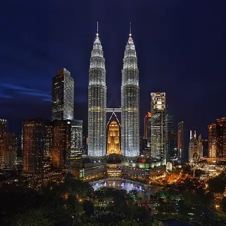 Iconic Petronas Twin Towers in Kuala Lumpur, Malaysia,